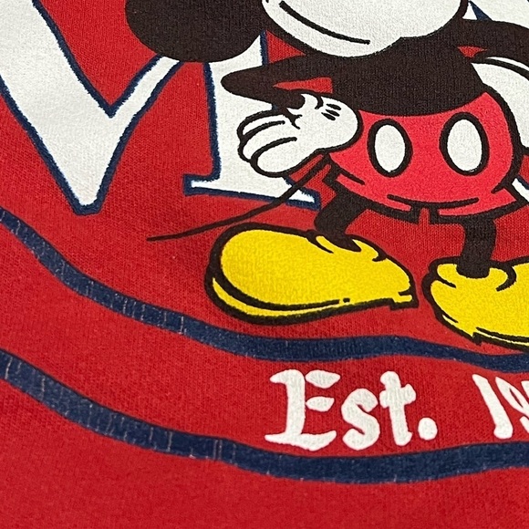 Vintage 1990s Mickey Mouse Disney Land Red Cartoon Graphic 90s Sweatshirt - Picture 4 of 9